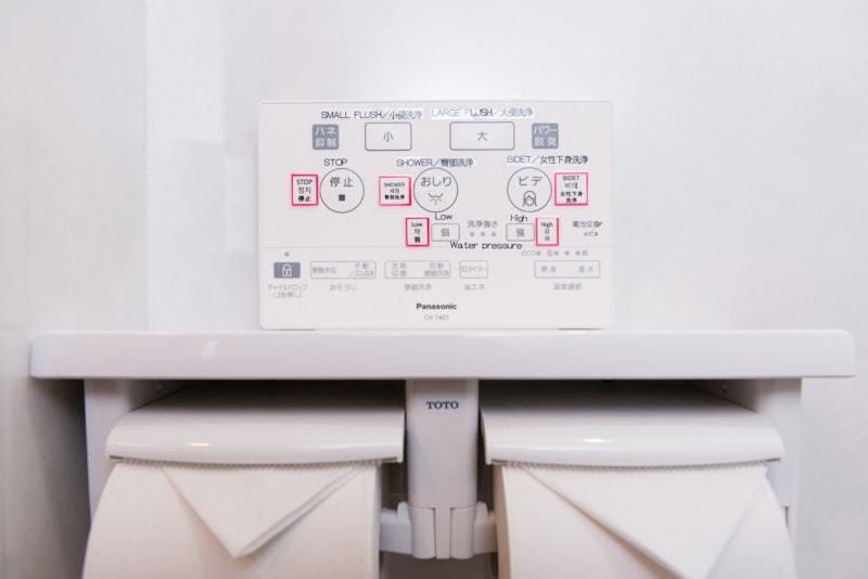 Control panel for toilet
