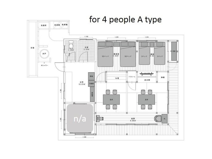 ・【レイアウト一例】4名様でご利用の場合、ソファーベッドのご利用も可能です