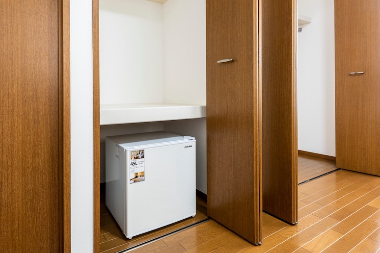 各室には冷蔵庫もあり、広いクローゼットも自慢です。