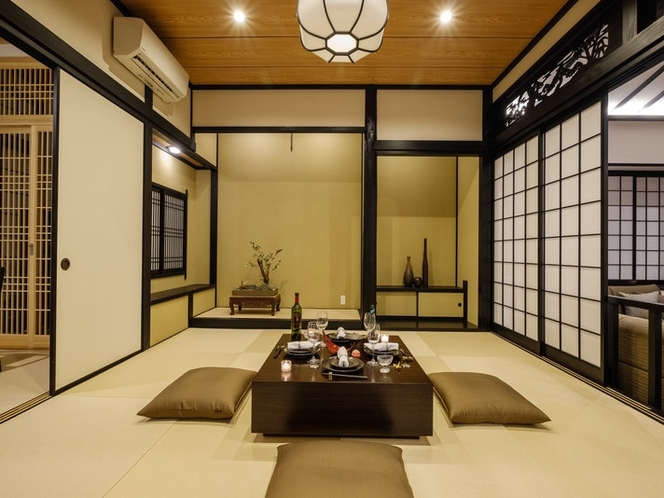 Spacious Japanese-style room with traditional...