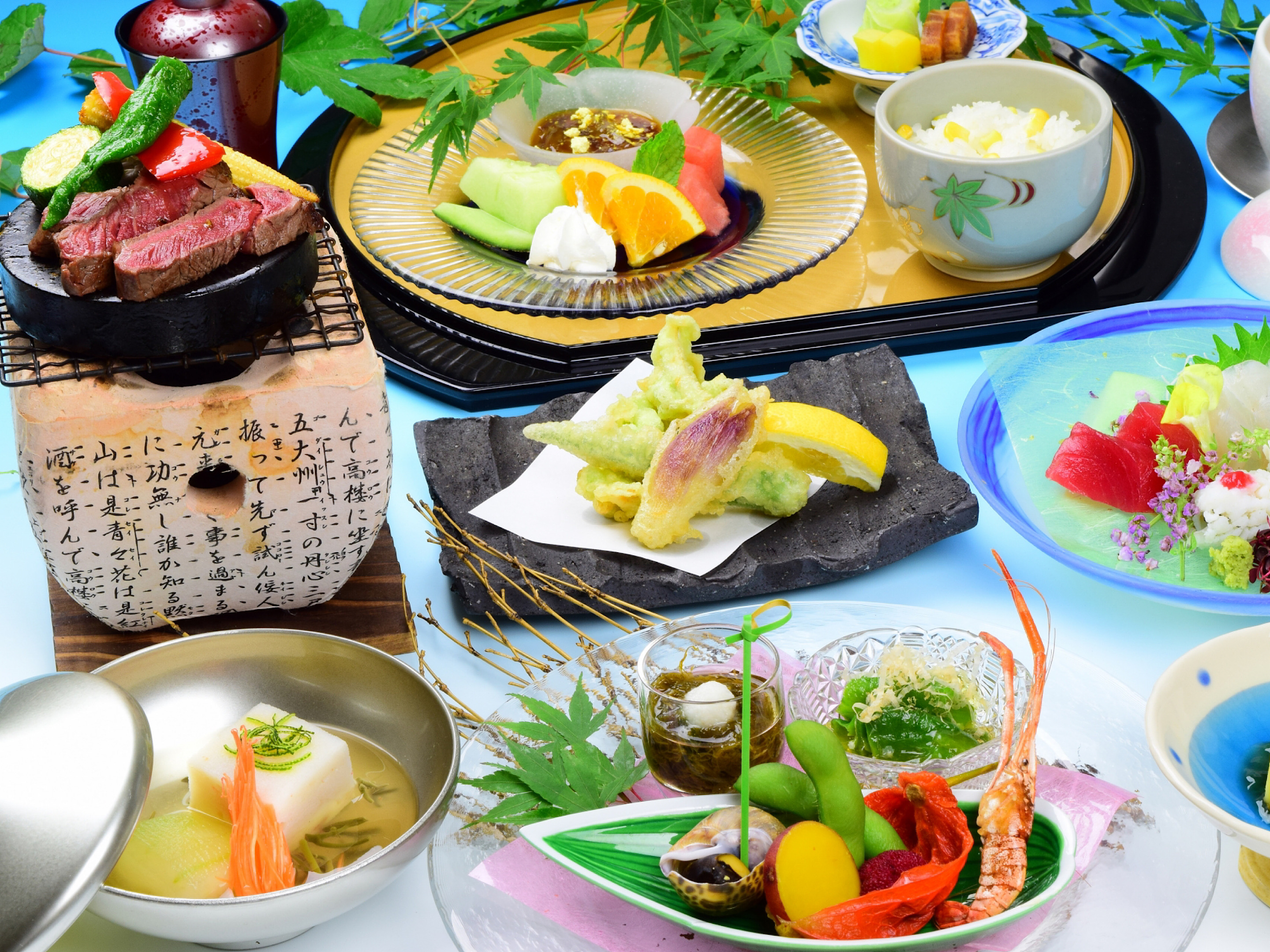 【夕食一例】料理長厳選の伊豆の旬食材をふんだんに採り入れた『和会席料理』をお楽しみください