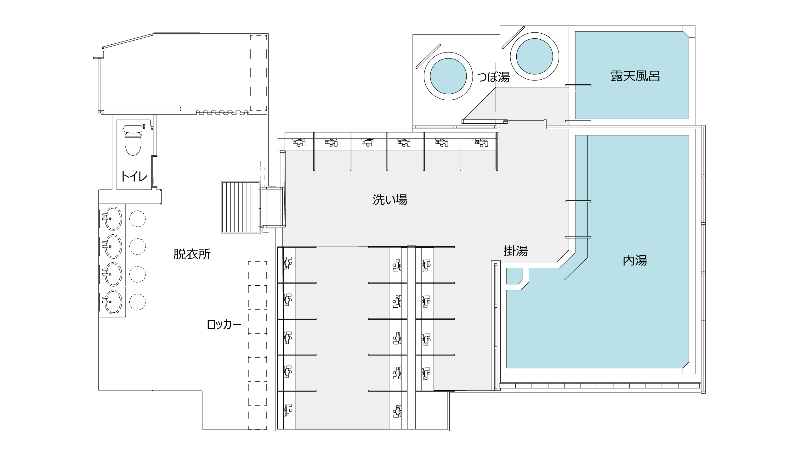男性大浴場（レイアウト）