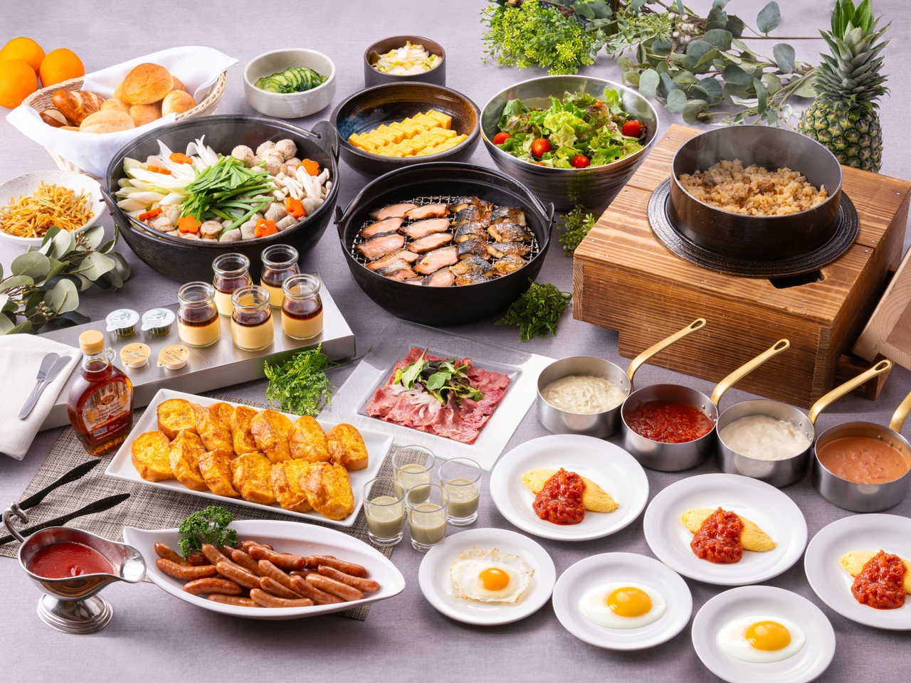 【朝食ビュッフェ付】パンとできたて卵料理がおすすめの和洋60種類以上ビュッフェ！