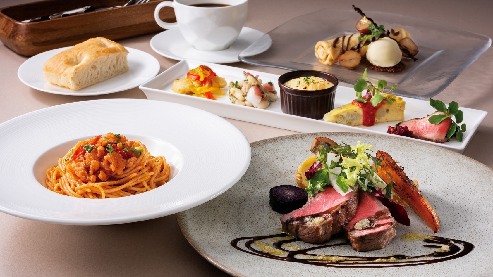 ＜夕食17:00〜＞季節替わりのパスタとグリル料理が選べるイタリアン（夕・朝食付き）