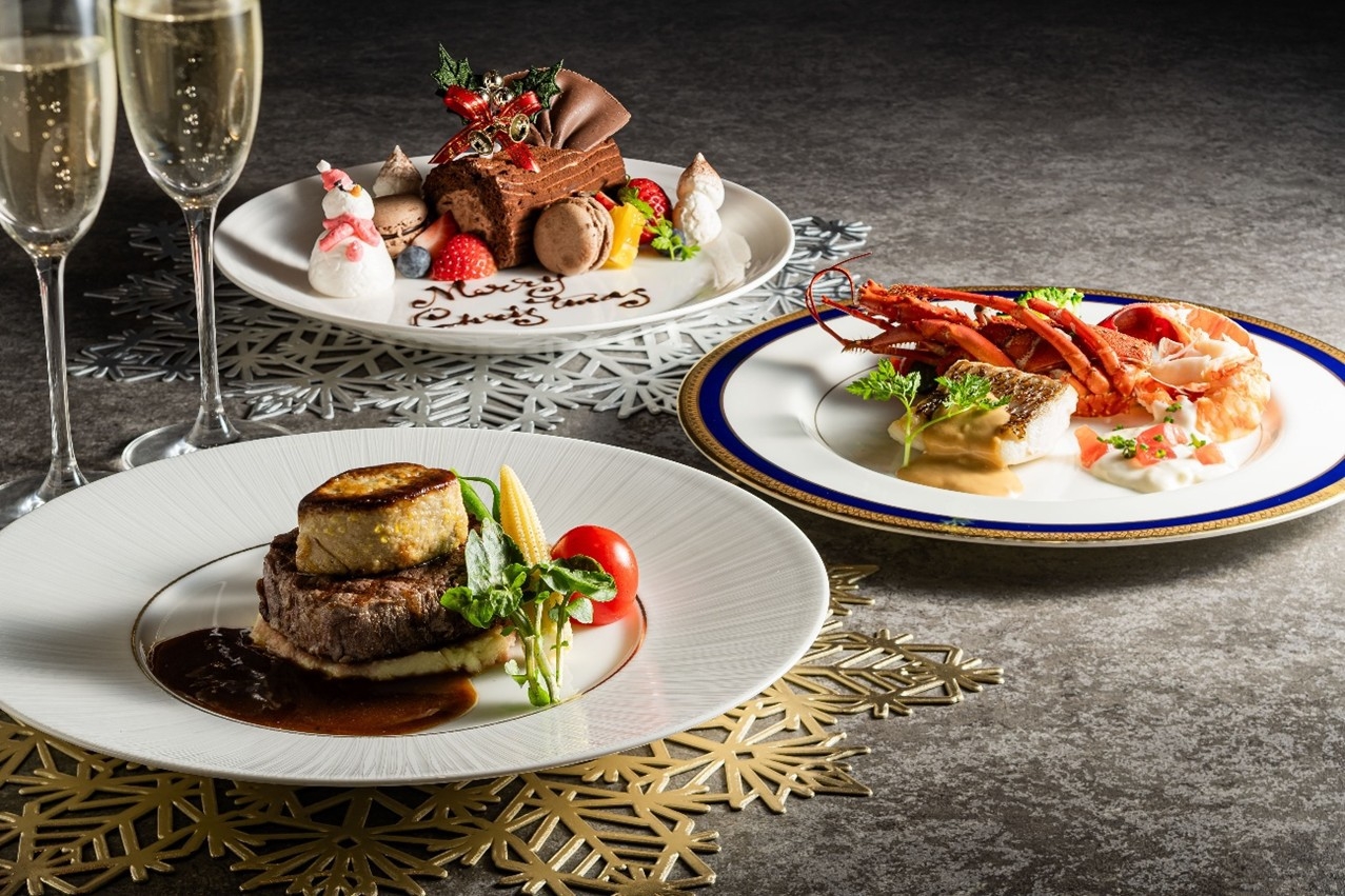 愛媛の口福を味わう遥のX’masプラン クリスマスメイン料理2種とクリスマスデザート〜1泊2食付き