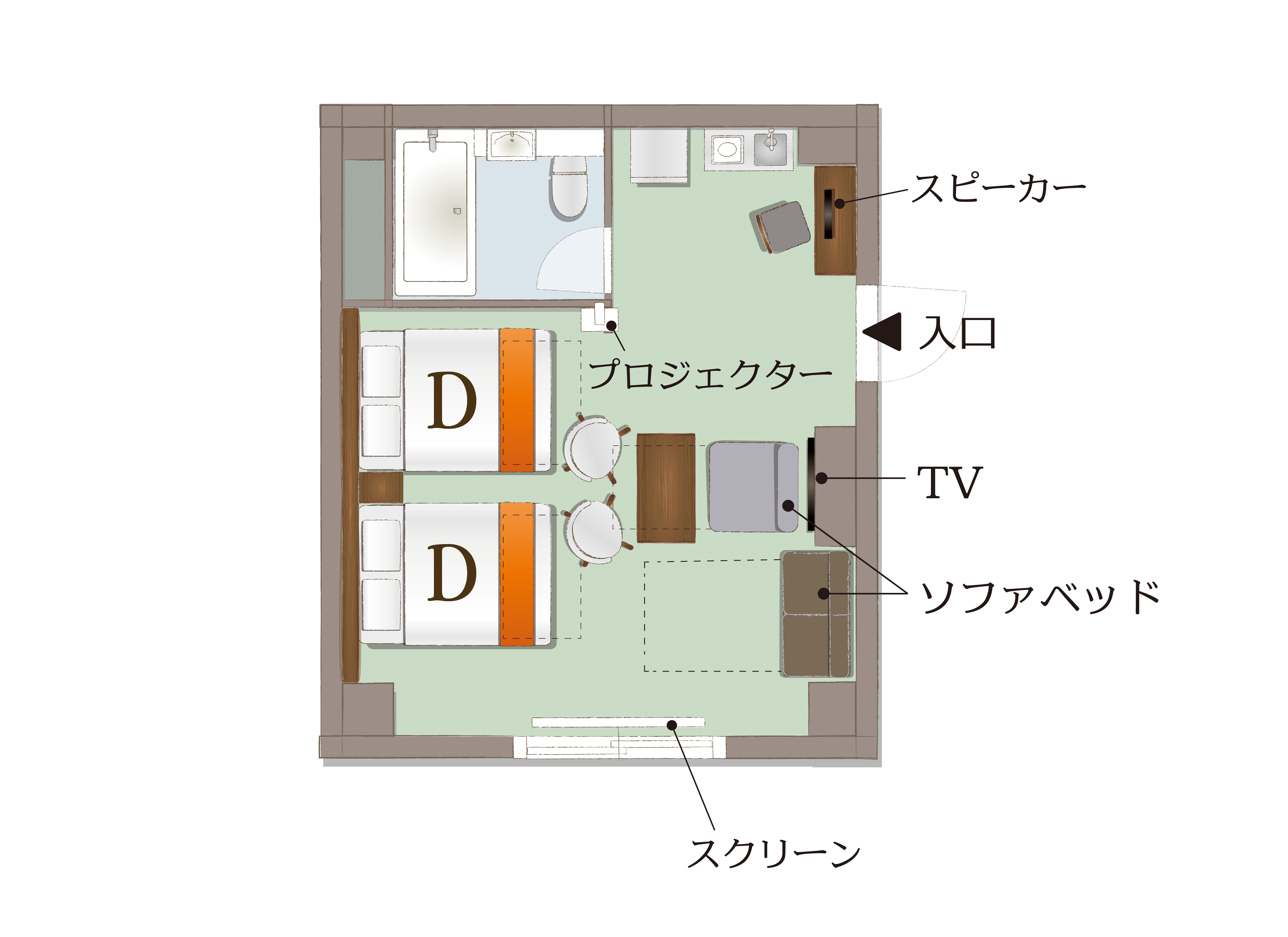 シアタールーム【ダブルベッド２台、ソファベッド1台】