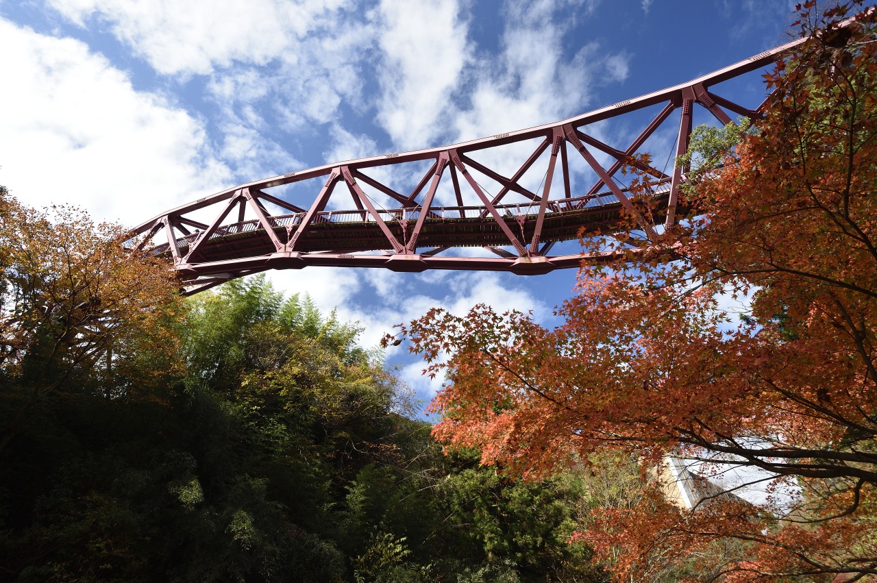 山中温泉 あやとりはし 紅葉時期のイメージ