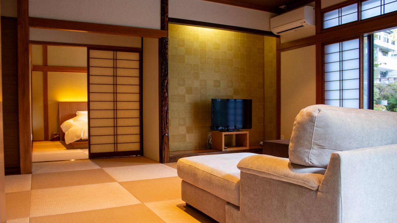 ３階　和室約１８畳+ベッドルーム【梅見月】～癒しの風景～