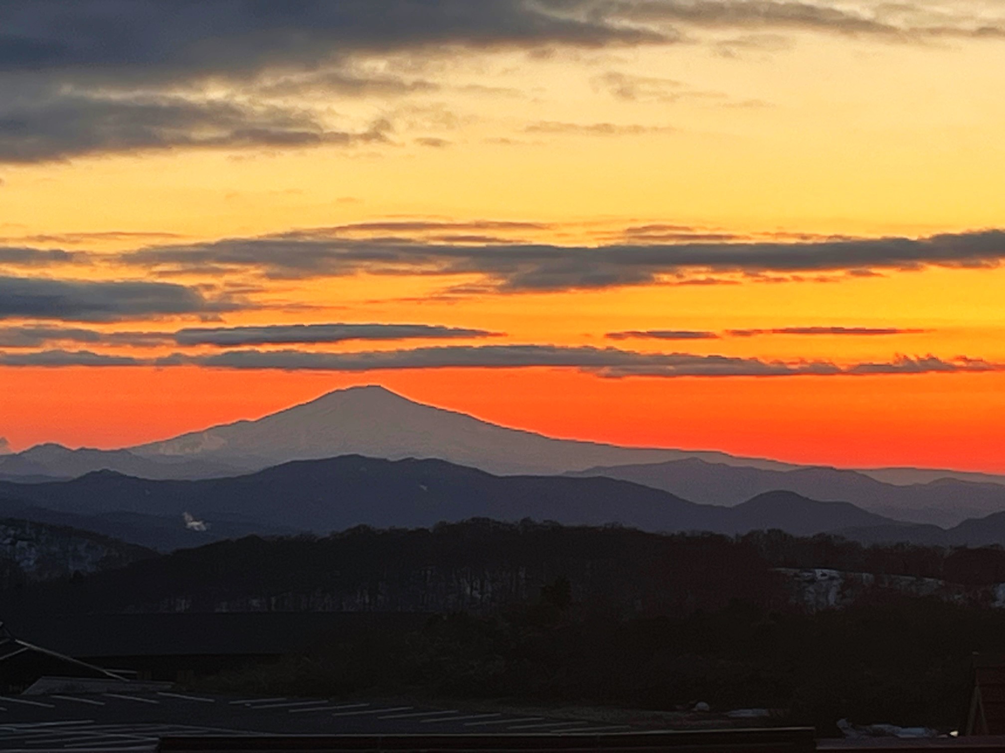 鳥海山　夕日