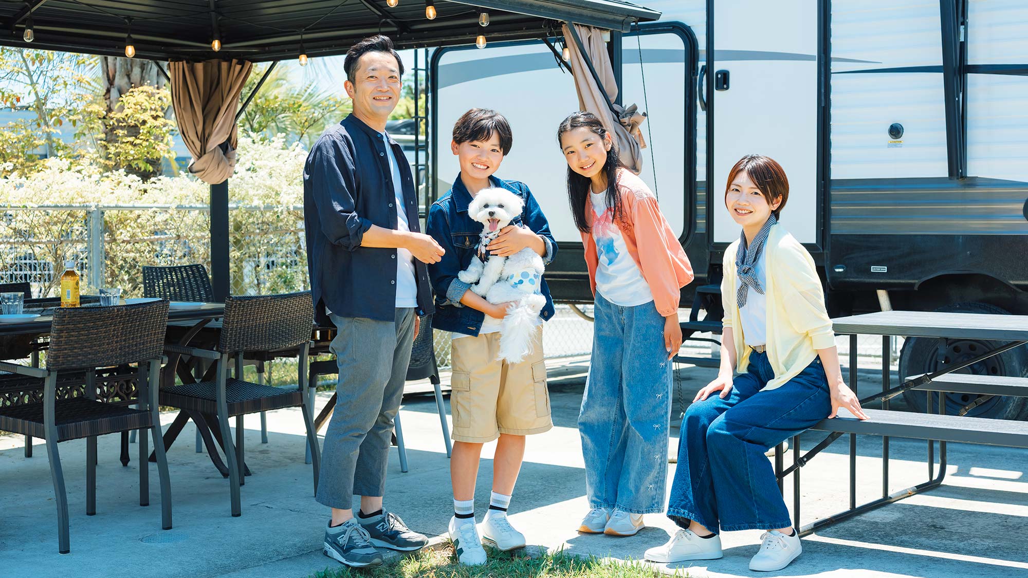 【ペット専用トレーラー】プライベートBBQスペースもあり、愛犬とずっと一緒に過ごせます♪