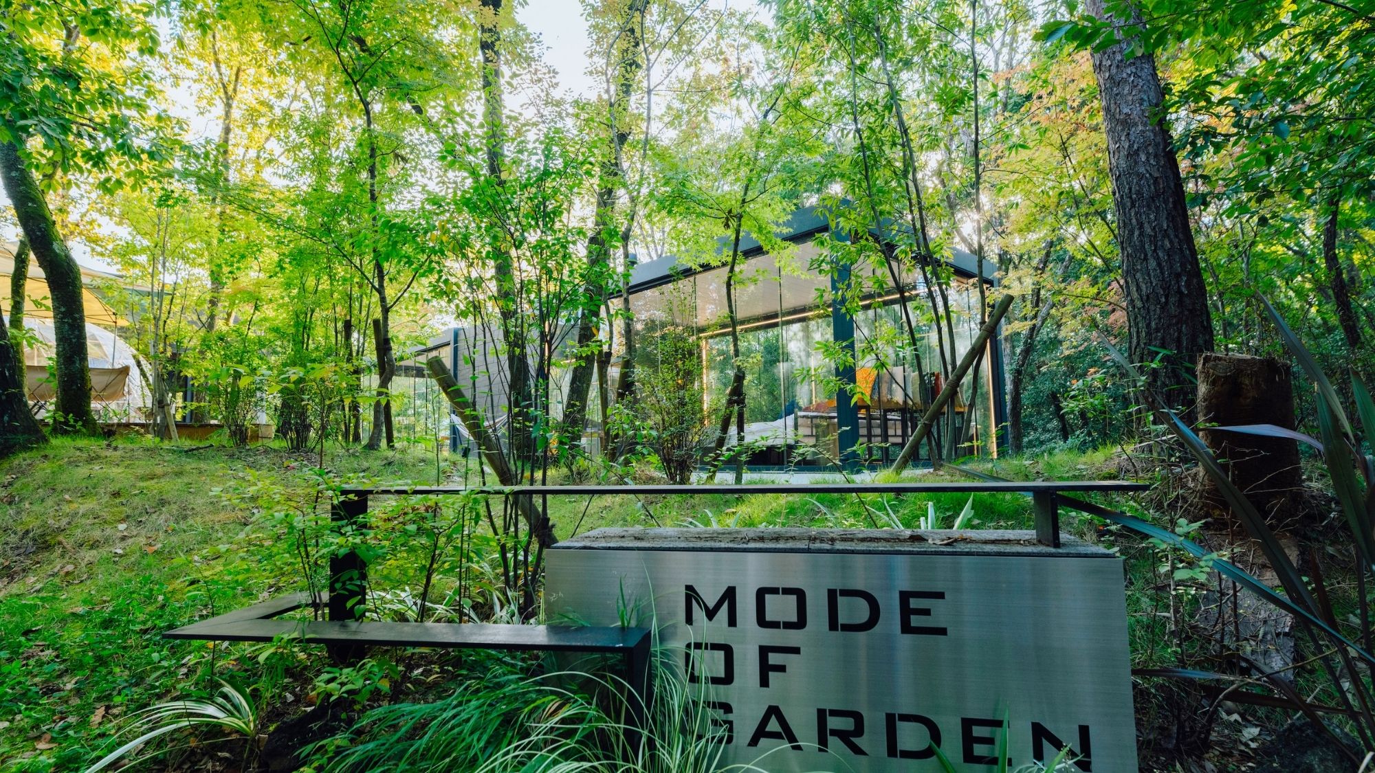 緑の奥にひっそりと佇むガラスの隠れ家。誰にも邪魔されず、森の静寂を独り占めする贅沢。