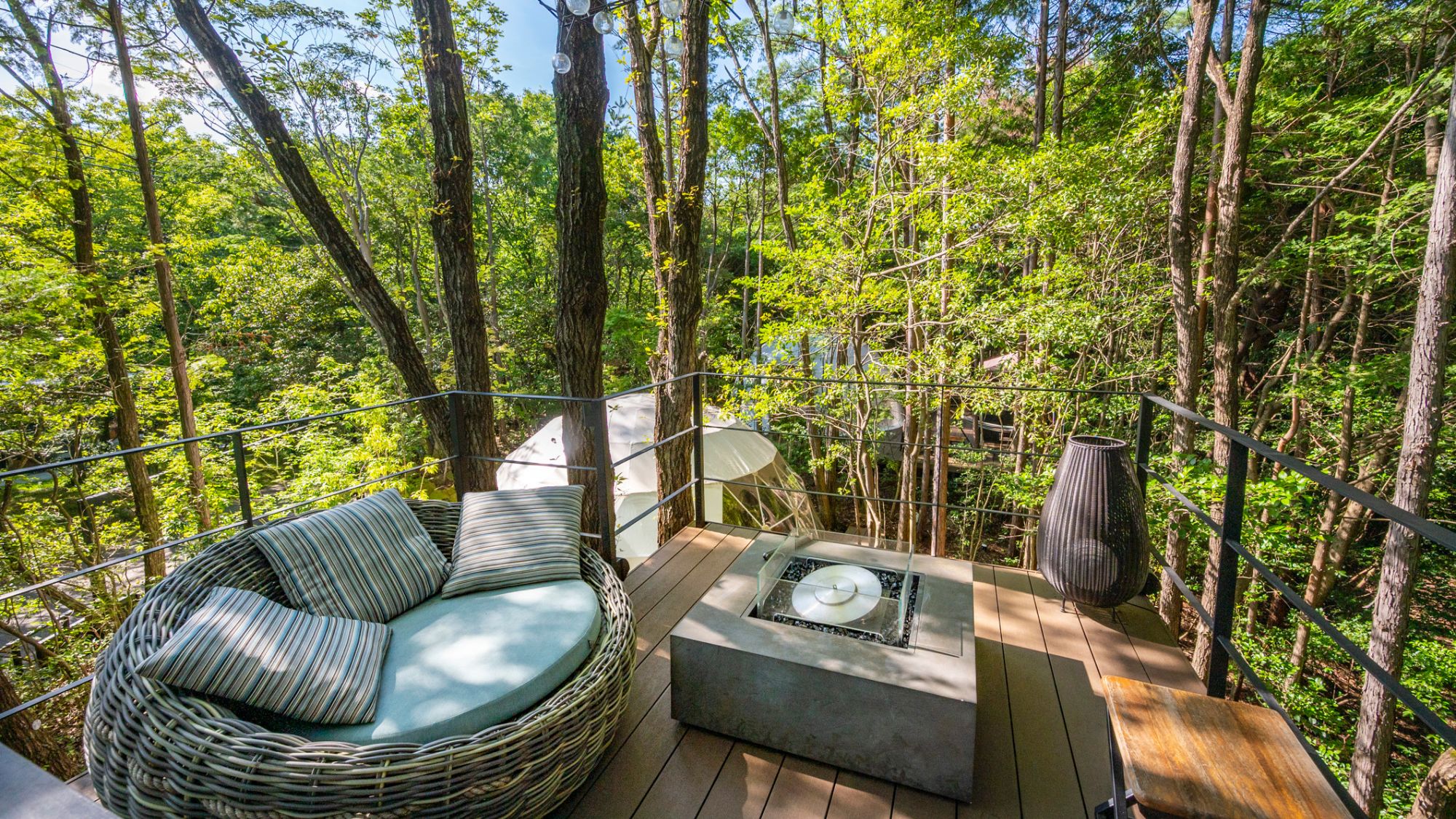 愛犬と見上げる森の空。天空テラスで風を感じる、ここだけの贅沢なドッググランピング。