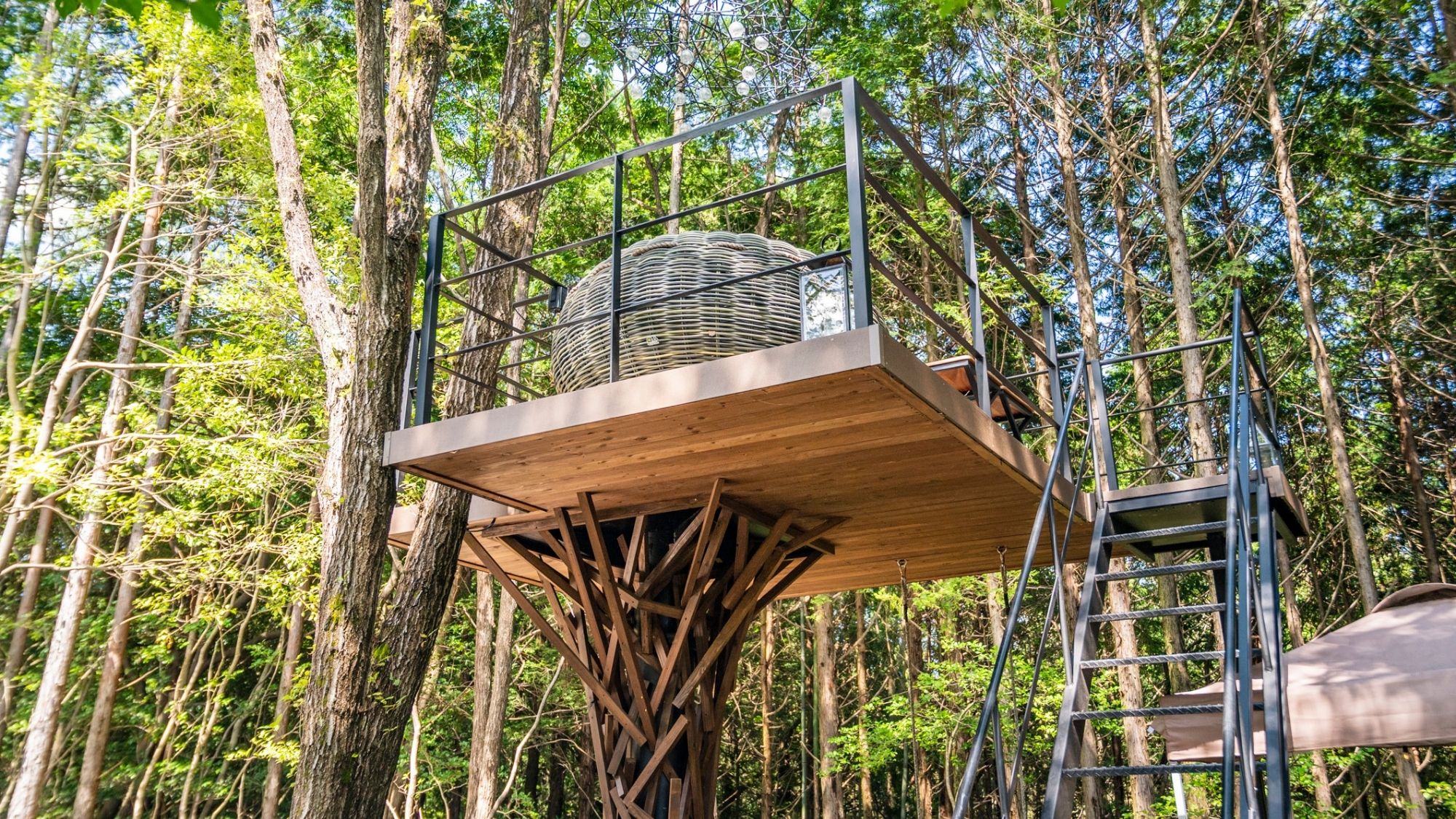 この部屋だけの特別な遊び場。森を見下ろす高台のテラスを、心ゆくまで独り占め。