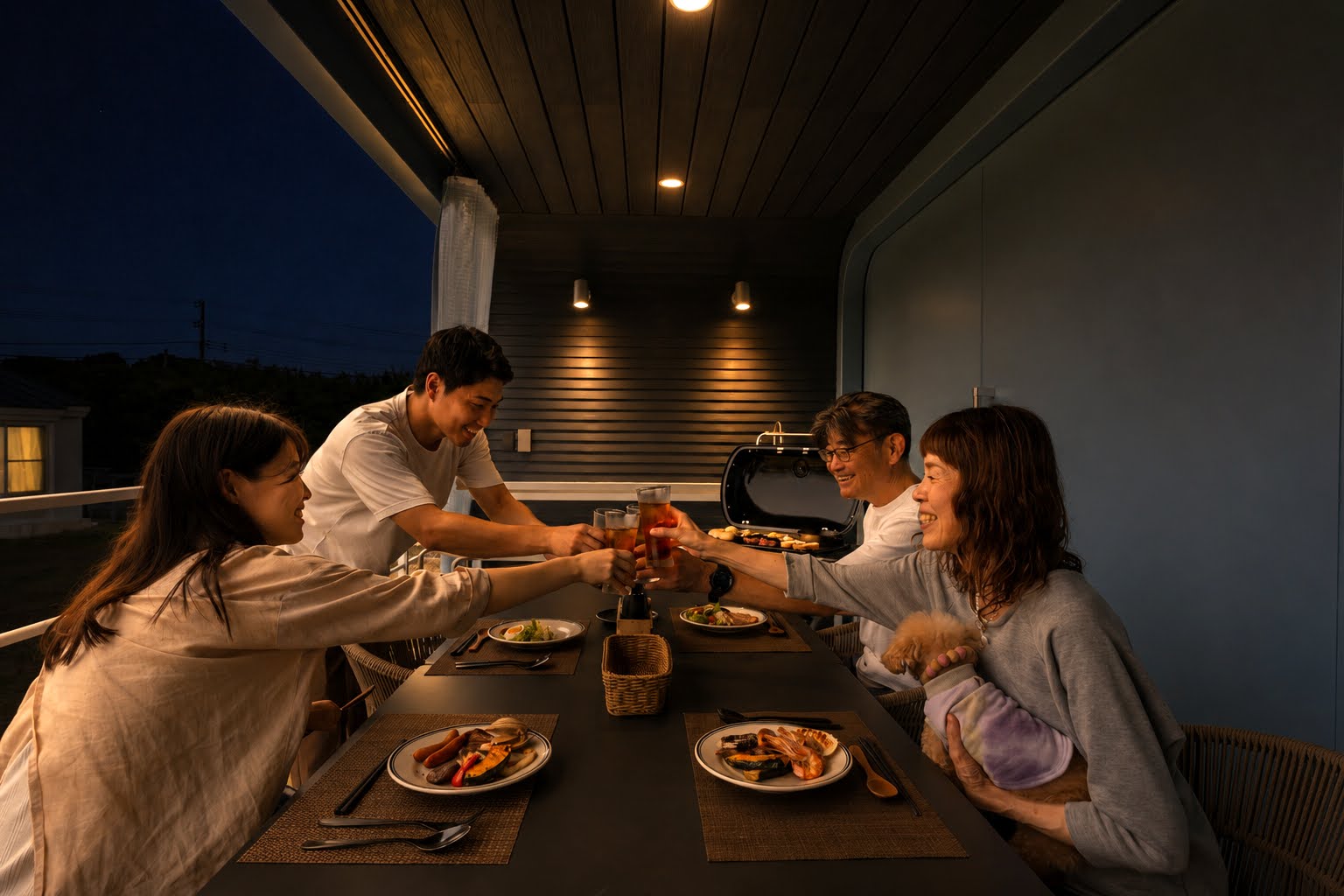 Stella Portなら、家族みんなでテラスBBQをお楽しみいただけます。