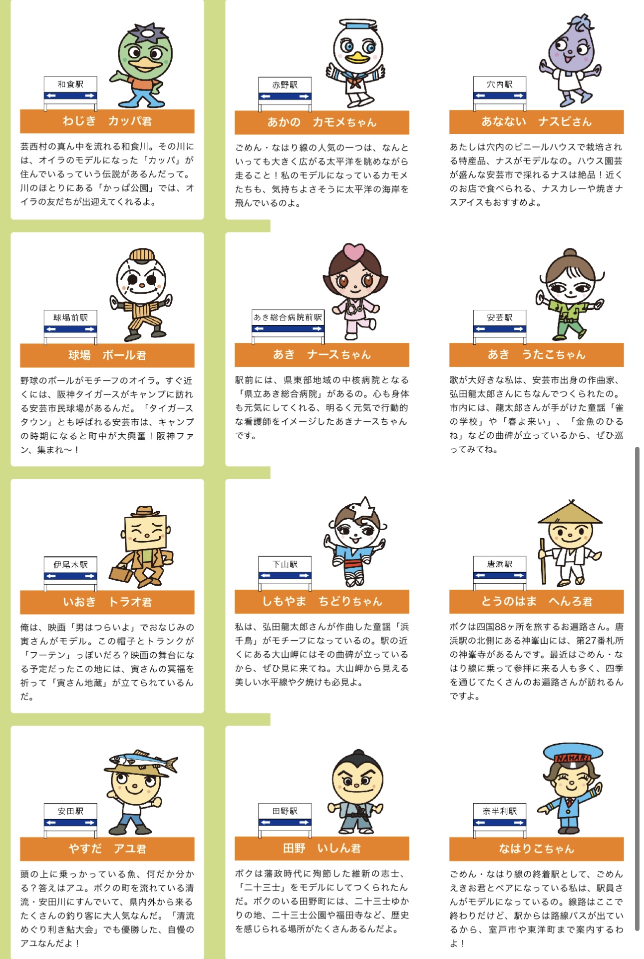 やなせたかし先生のごめんなはり線イメージキャラクター