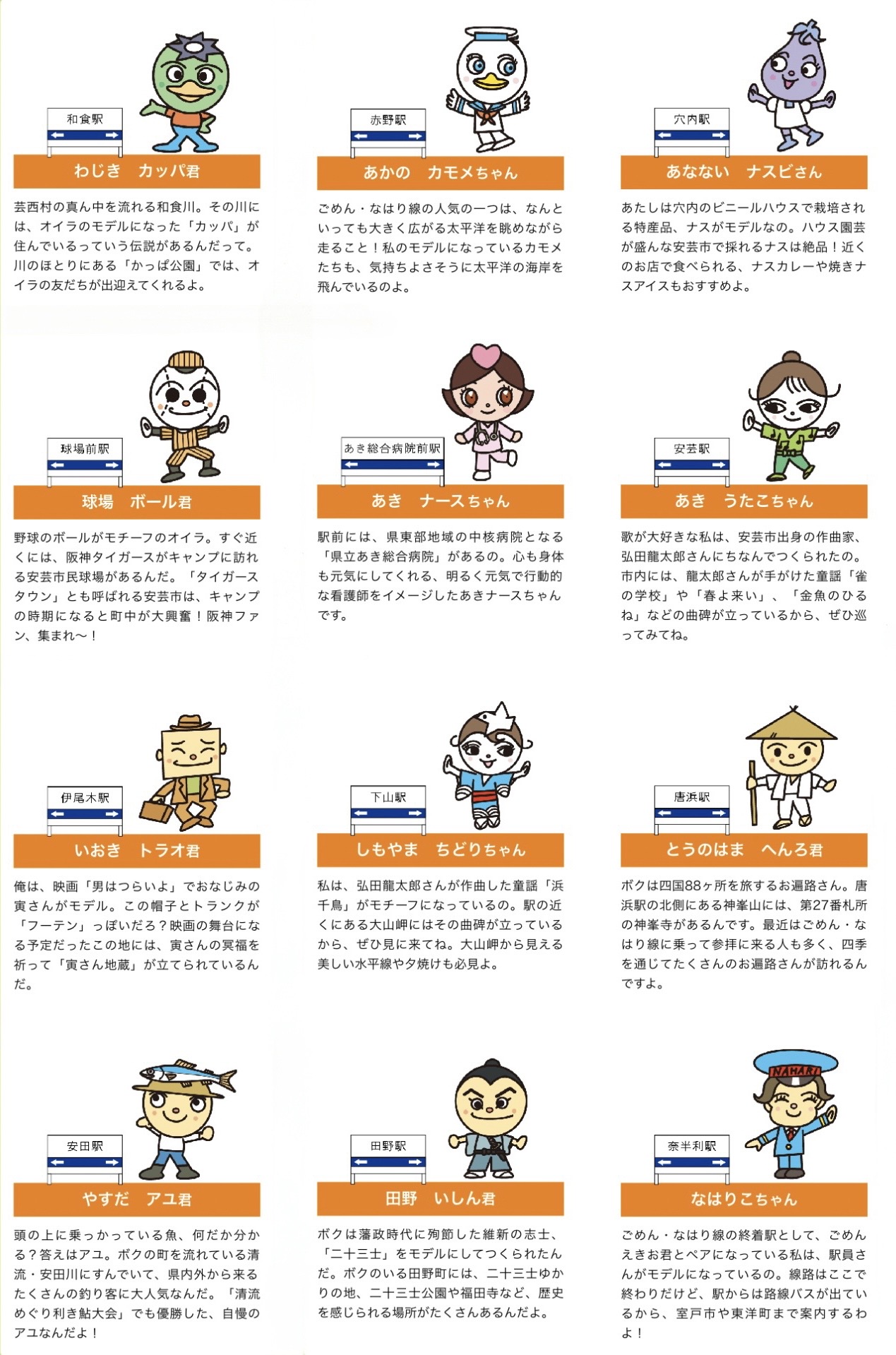 やなせたかしさんのごめんなはり線キャラクター