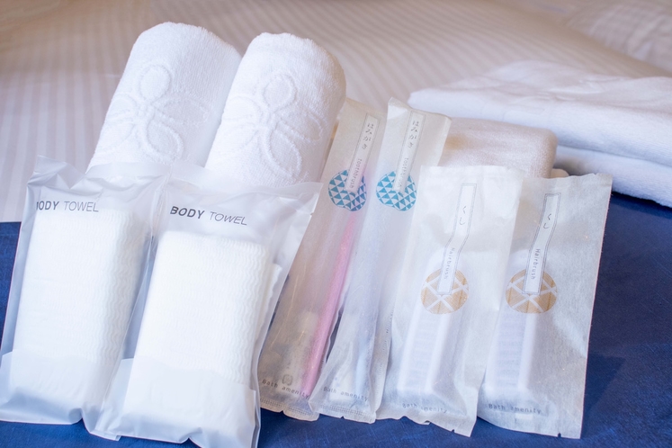 【全室】歯ブラシ・くし・ボディータオル・オリジナルタオルをご用意