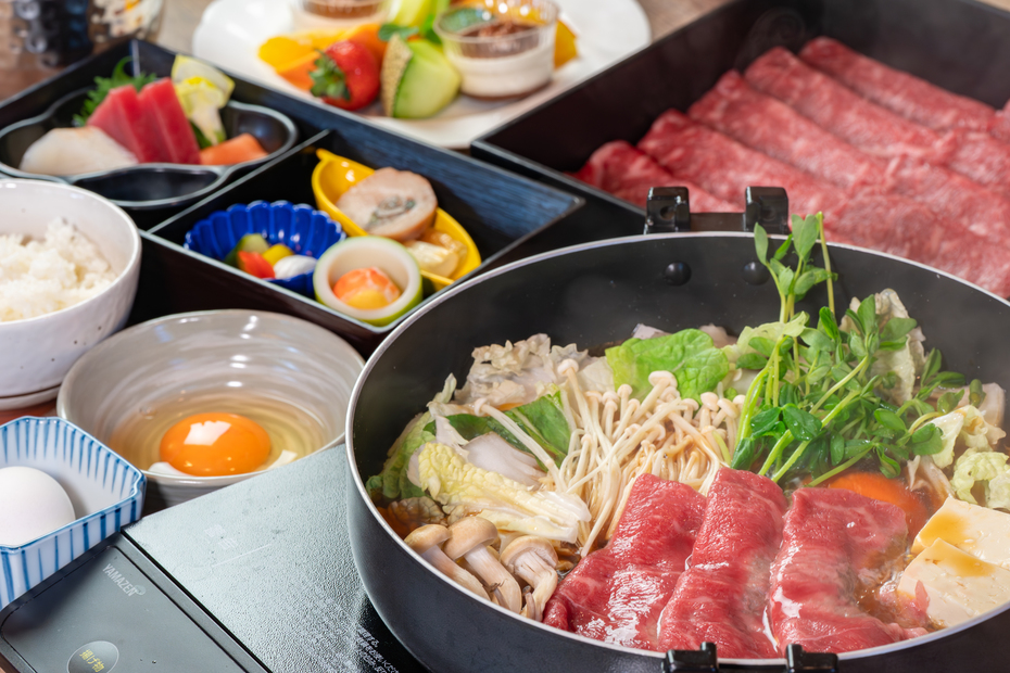 ■すき焼きコース【絶品！福島県産の牛肉に舌鼓】〜お部屋でゆっくり本格的なすき焼きを堪能〜
