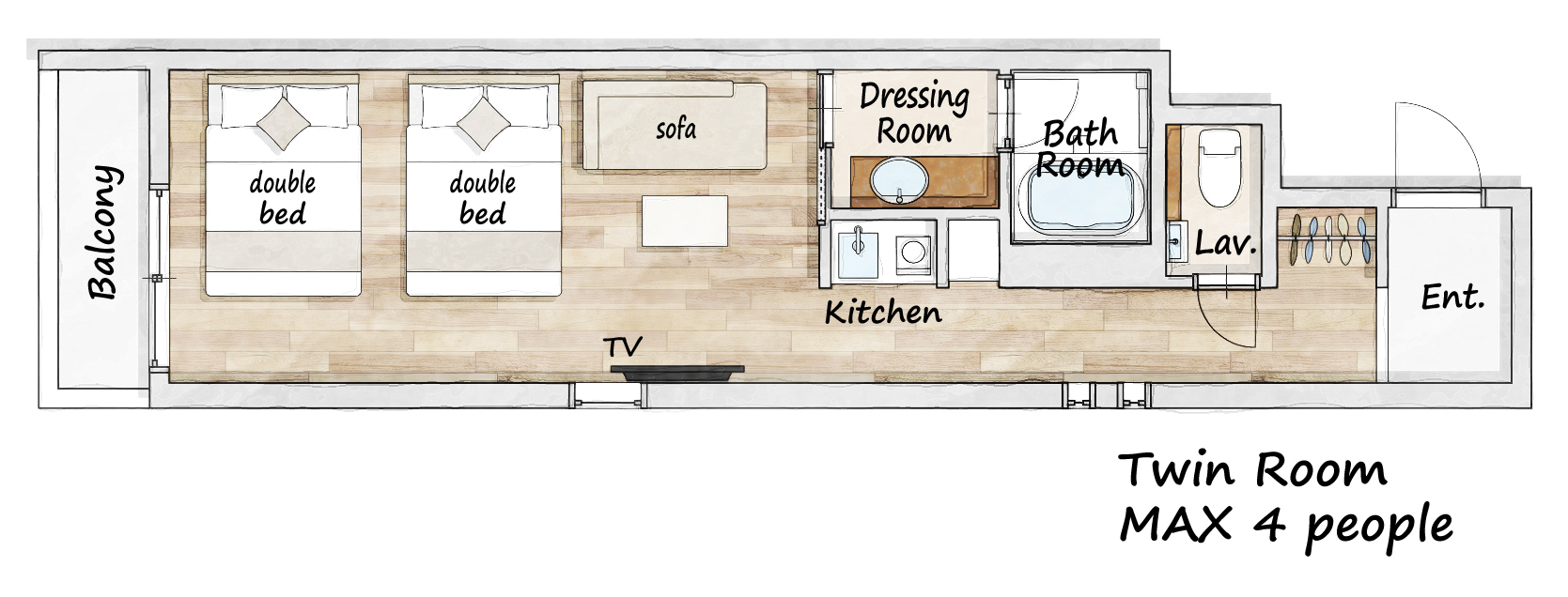 【間取り】ツインルーム