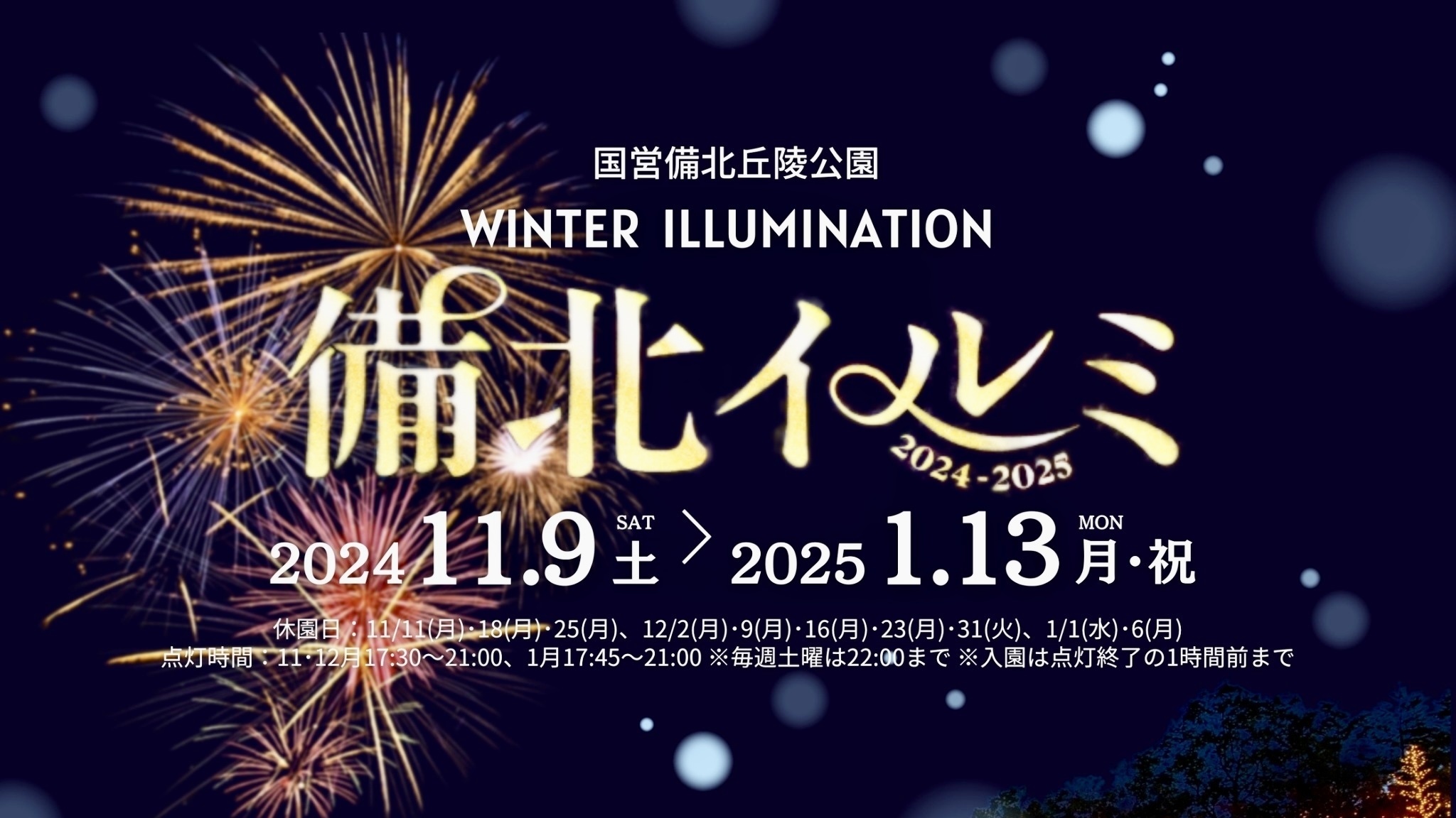 冬こそ庄原！広島県北の風物詩、備北イルミの入園料＆小学生以下無料！【平日ゆったりイルミプラン】