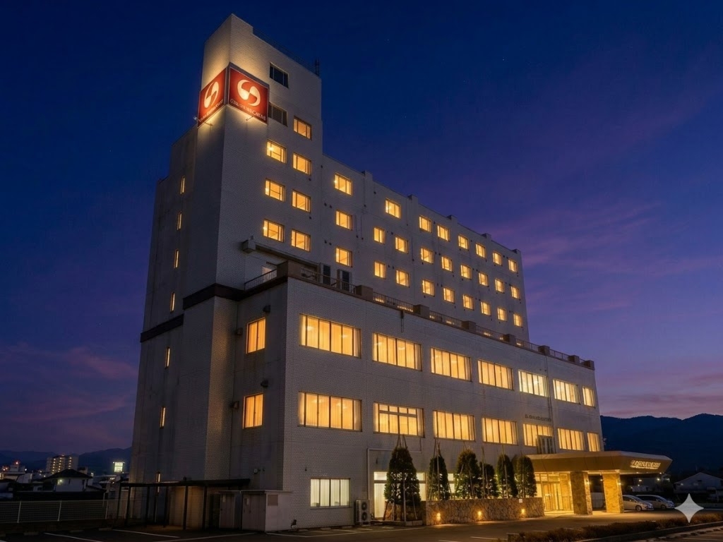 ホテル外観西側（夜）2026.4月撮影