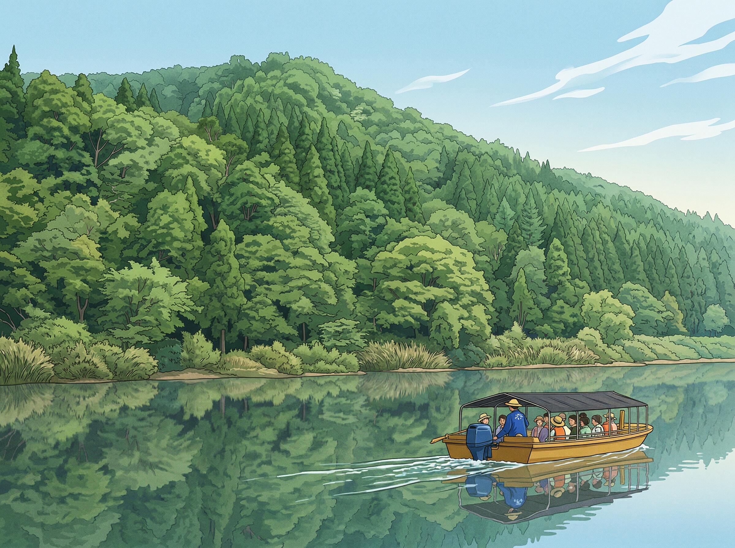 最上川舟下りイメージイラスト