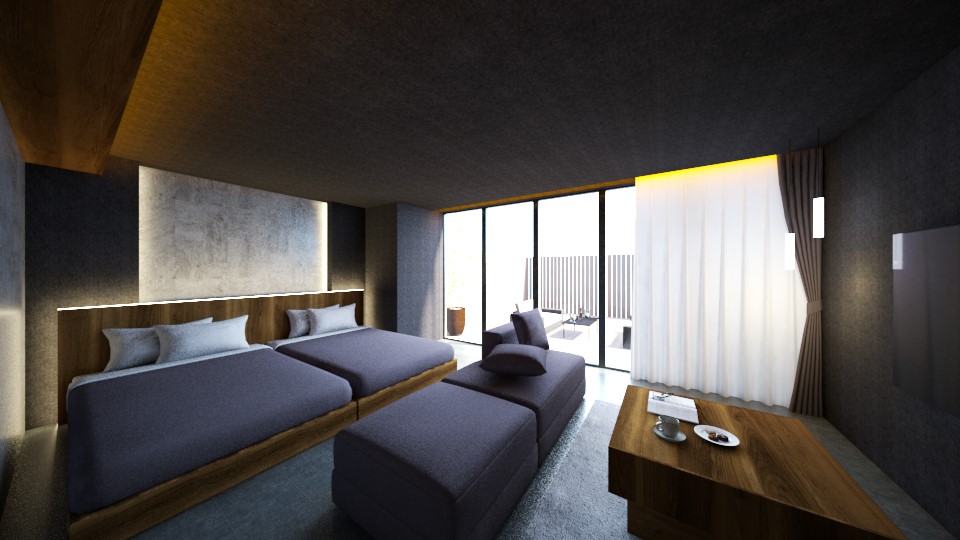 ラグジュアリーツインルーム（ブラック）イメージパース