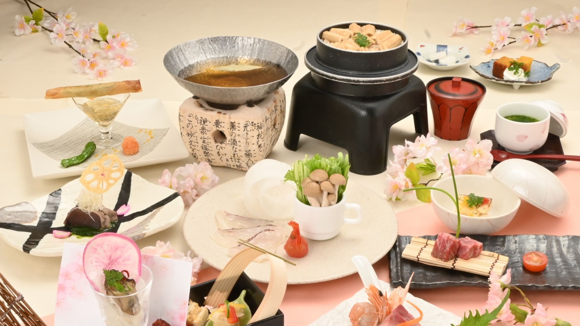【春の特別会席】鯛しゃぶ鍋・広島県産牛のグリル・穴子のおこわ風釜飯＜2食付＞