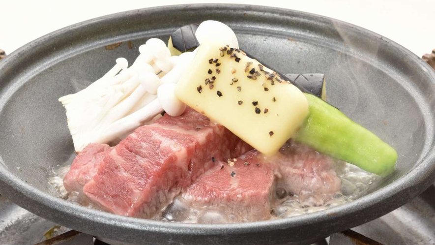 広島牛の陶板焼き(レストランメニューですので当日でもレストランでお召し上がりいただけます♪)