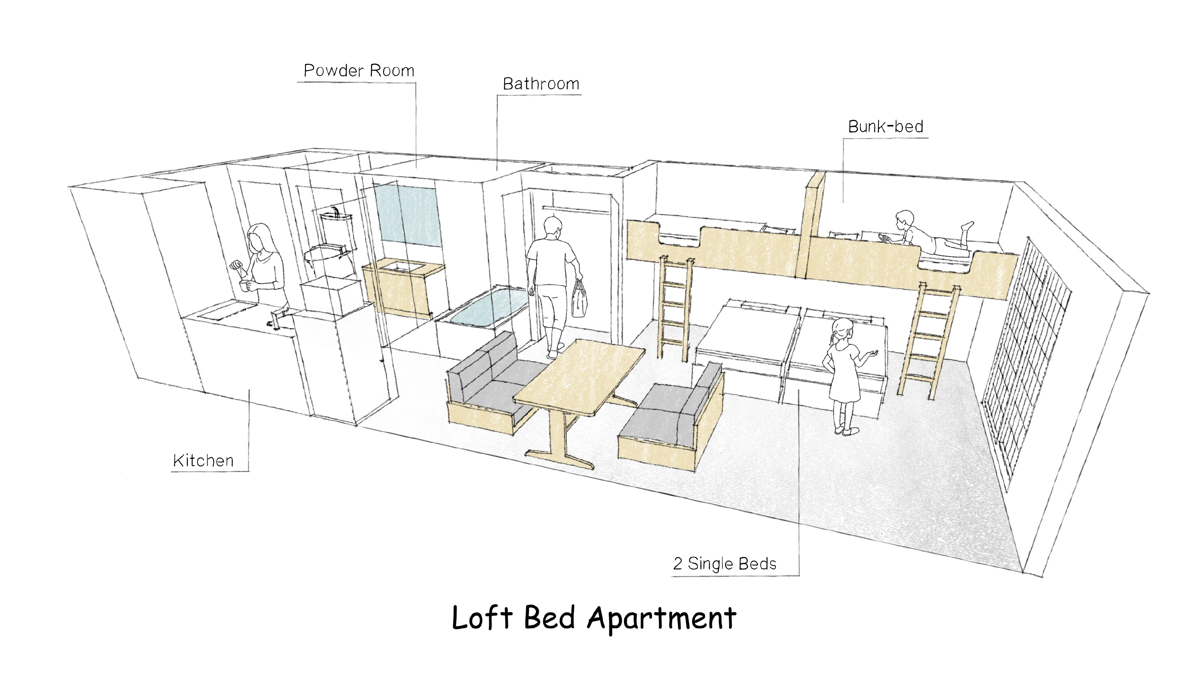 ロフトベッドアパートメント 間取り図