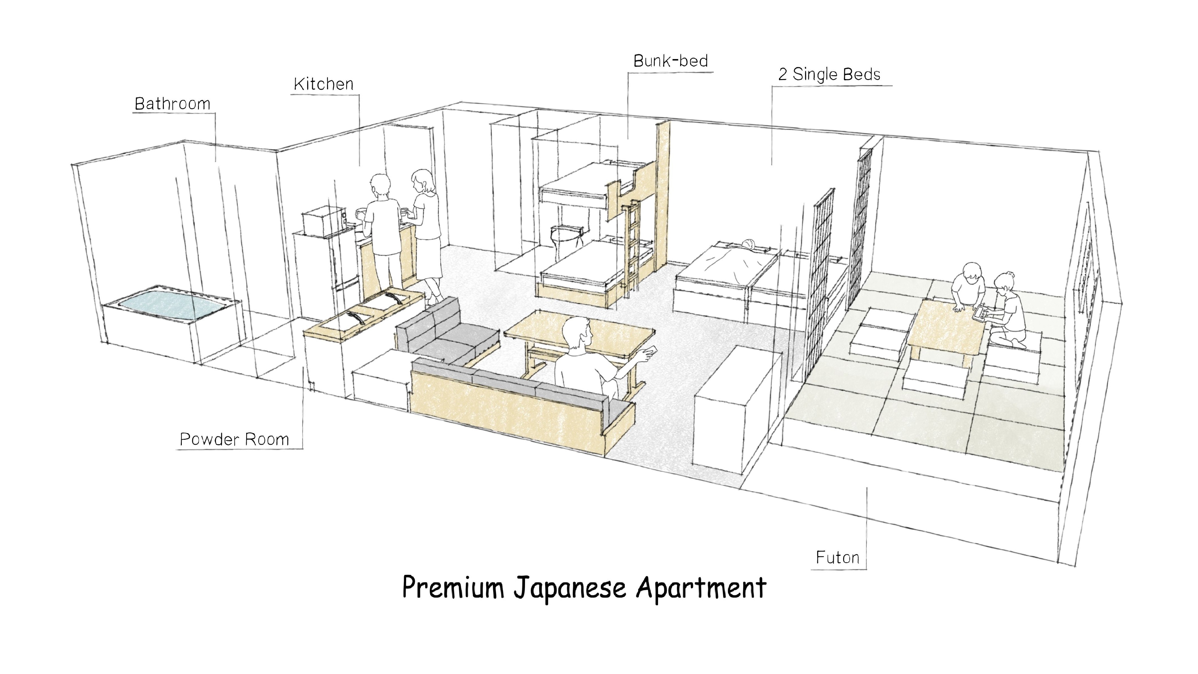 プレミアムジャパニーズアパートメント 間取り図