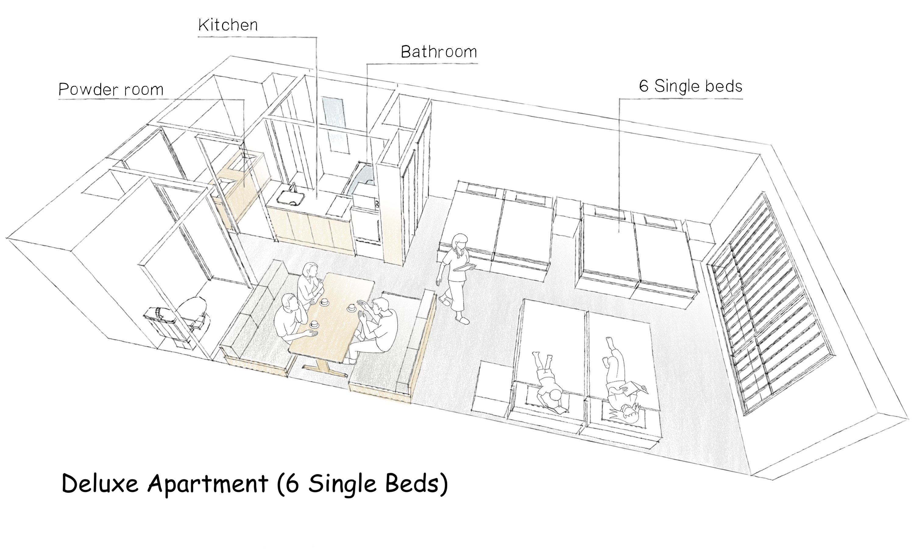 デラックスアパートメント（6シングル）　間取り図