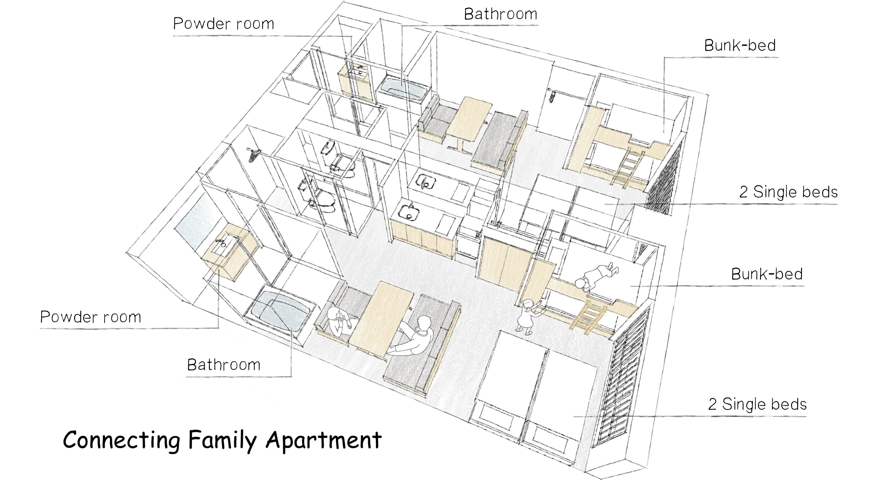 コネクティングファミリーアパートメント　間取り図