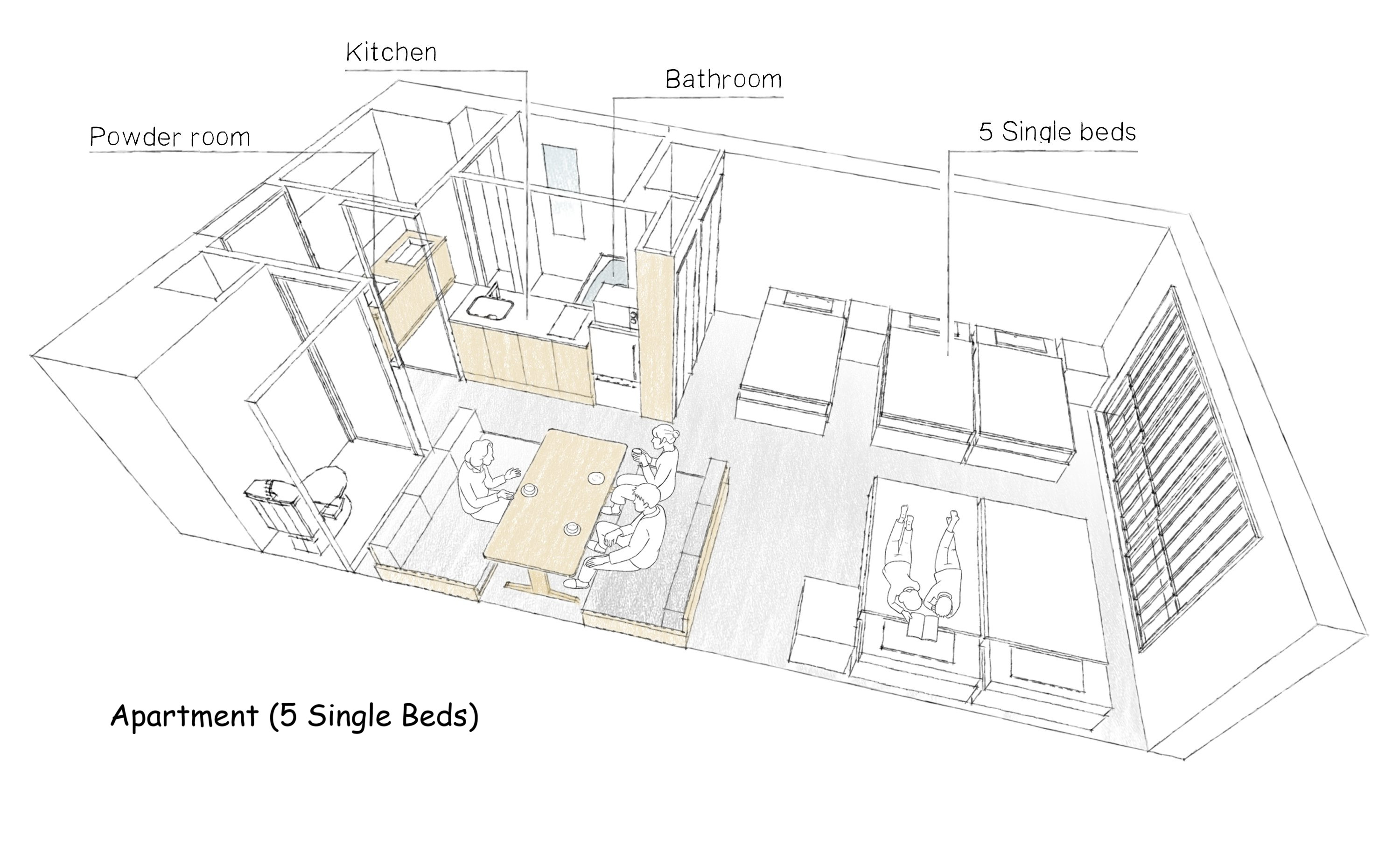 アパートメント（5シングル）　間取り図