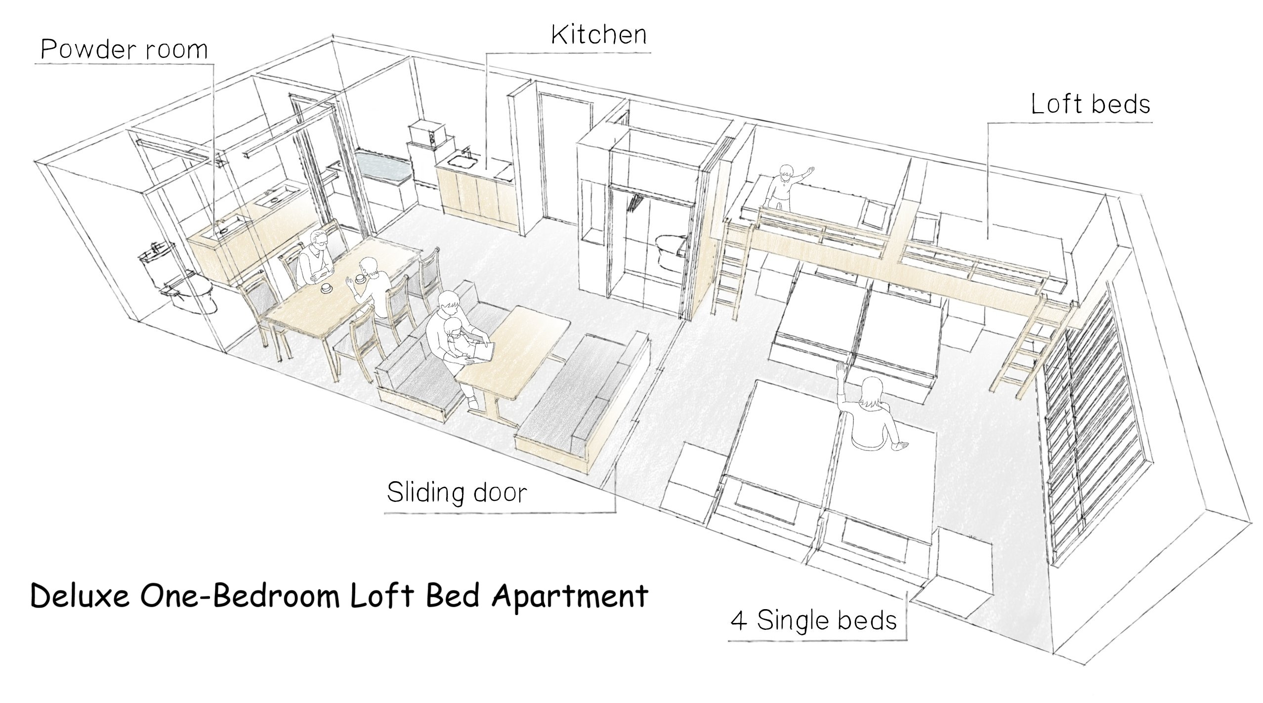 デラックスロフトベッドアパートメント　間取り図