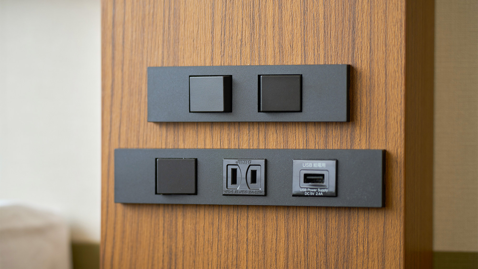 ・【部屋設備/枕元コンセント】USB端子もございます。スマートフォンの充電等にお使いください