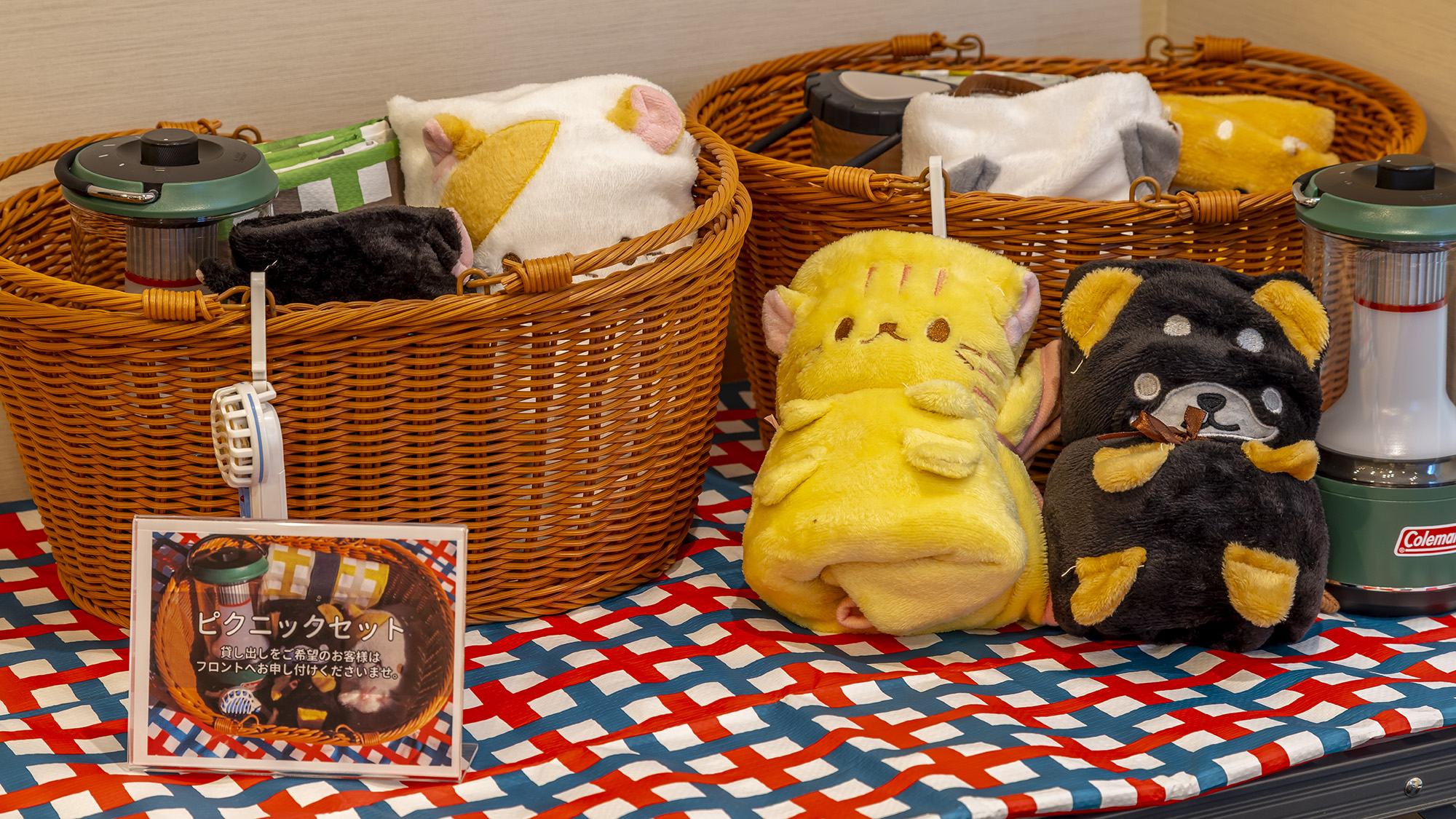 《フロント》かわいいピクニックセットの貸し出しもあります！