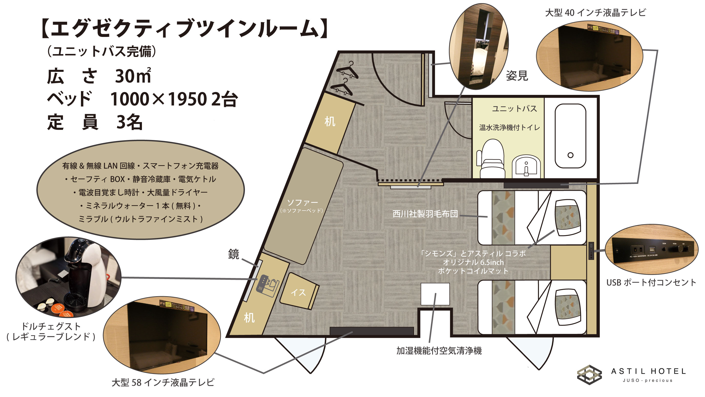 〈レイアウト〉エグゼクティブツインルーム