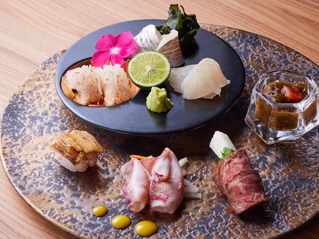 【グループホテルディナー】淡路牛と島の旬魚を味わう淡路焼肉割烹「琥珀」特選コース