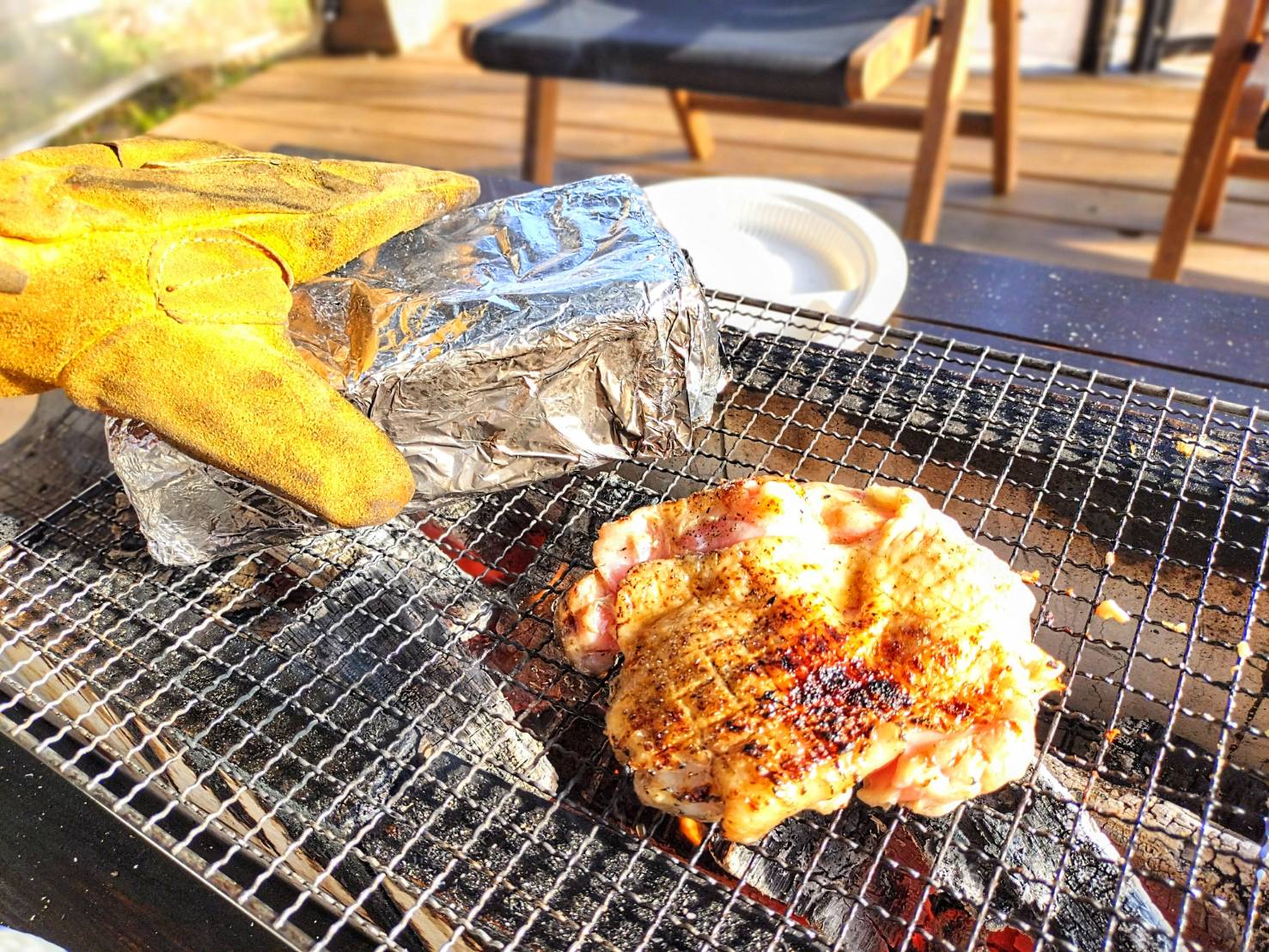 チキンステーキ（レンガミートプレス体験）