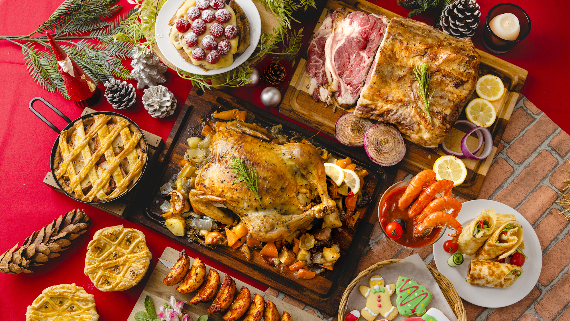 【Dinner/Winter】 香ばしく焼き上げた肉料理に、あたたかなパイ。心ほぐれる、冬のごちそう