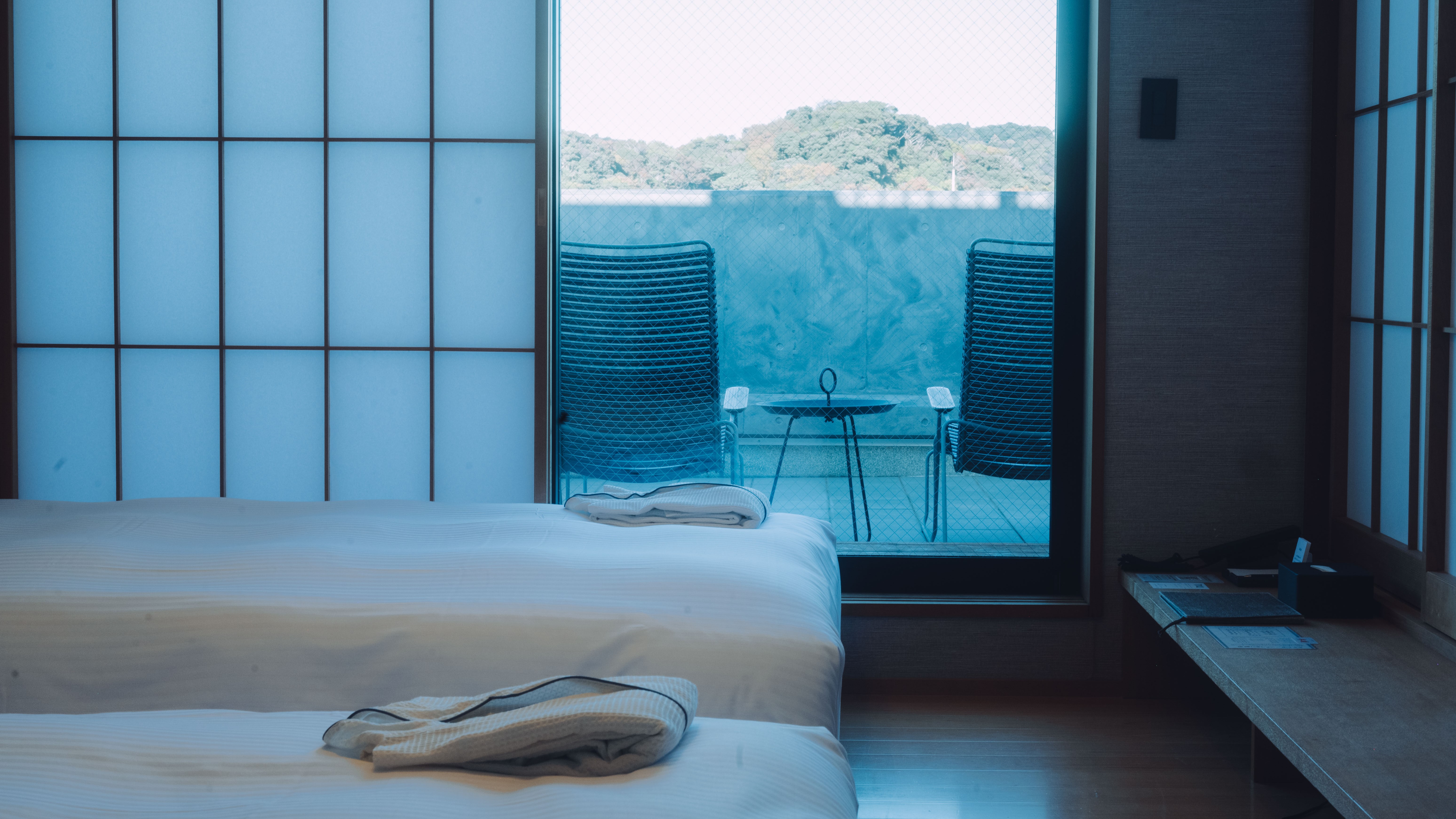 デラックスツインウエスト【専用テラス付】最上階(34.5㎡/ベッド幅120㎝&times;2台/定員1～4名)