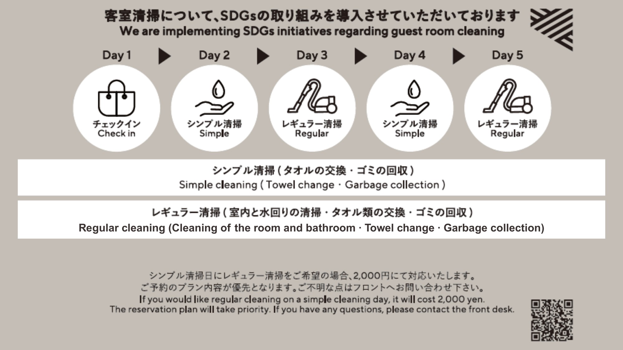 客室清掃のご案内