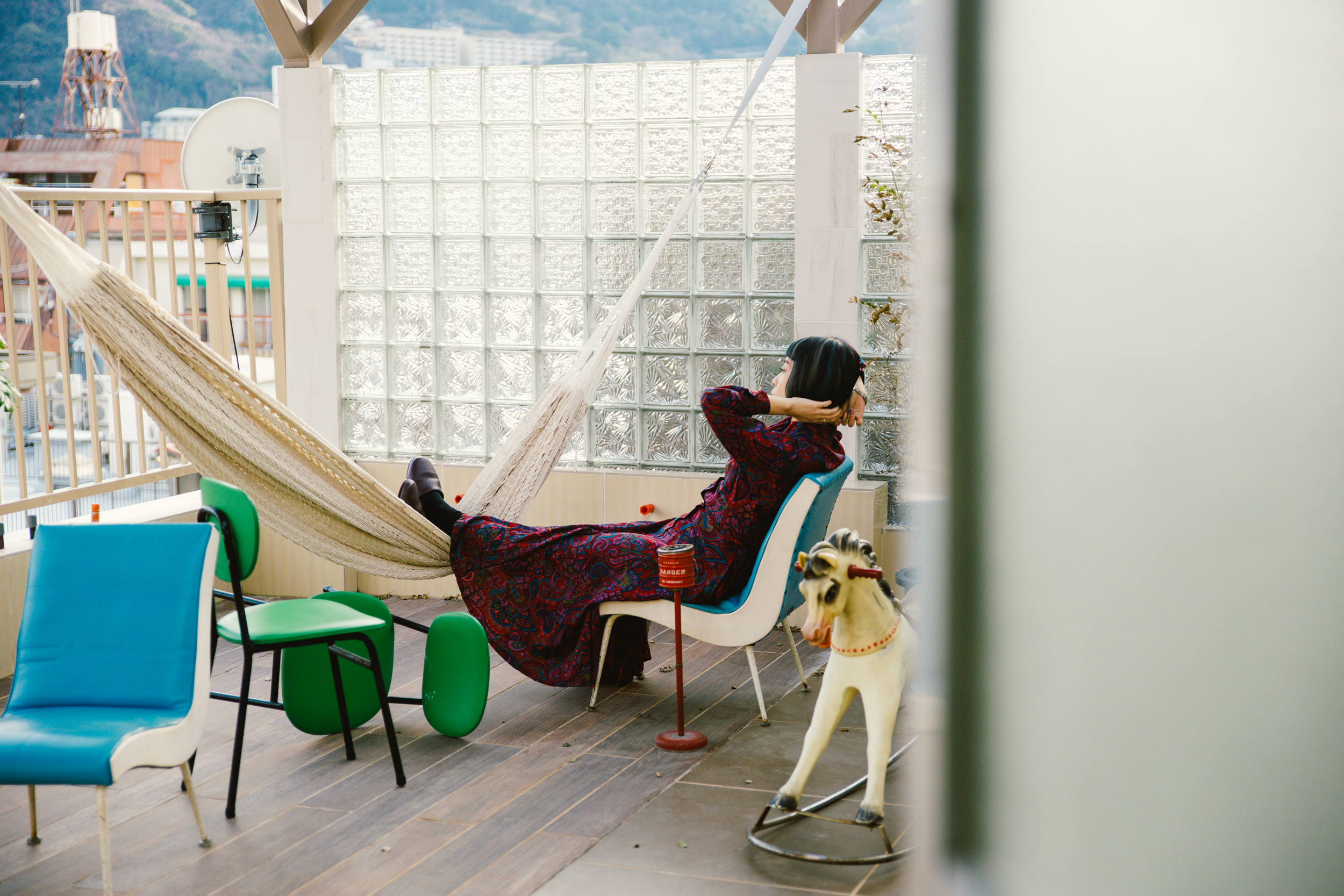 屋上は宿泊者限定の秘密の場所　（現在ハンモックはありません）