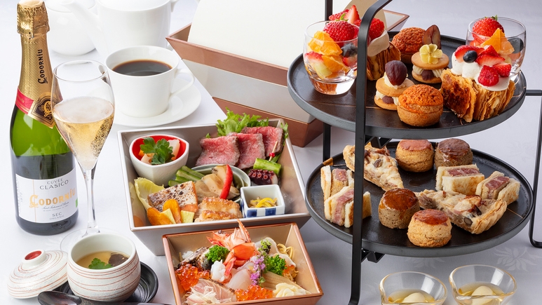 季節の玉手箱御膳とスイーツタワーを愉しむ夜食付レイトアフタヌーンプラン