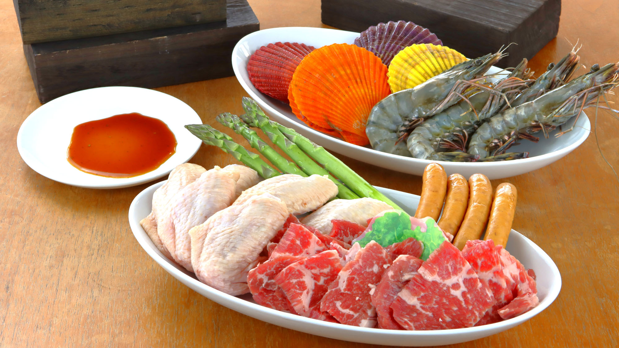 天草で獲れた魚介類や各種お肉を使用したBBQセットをご用意いたします♪