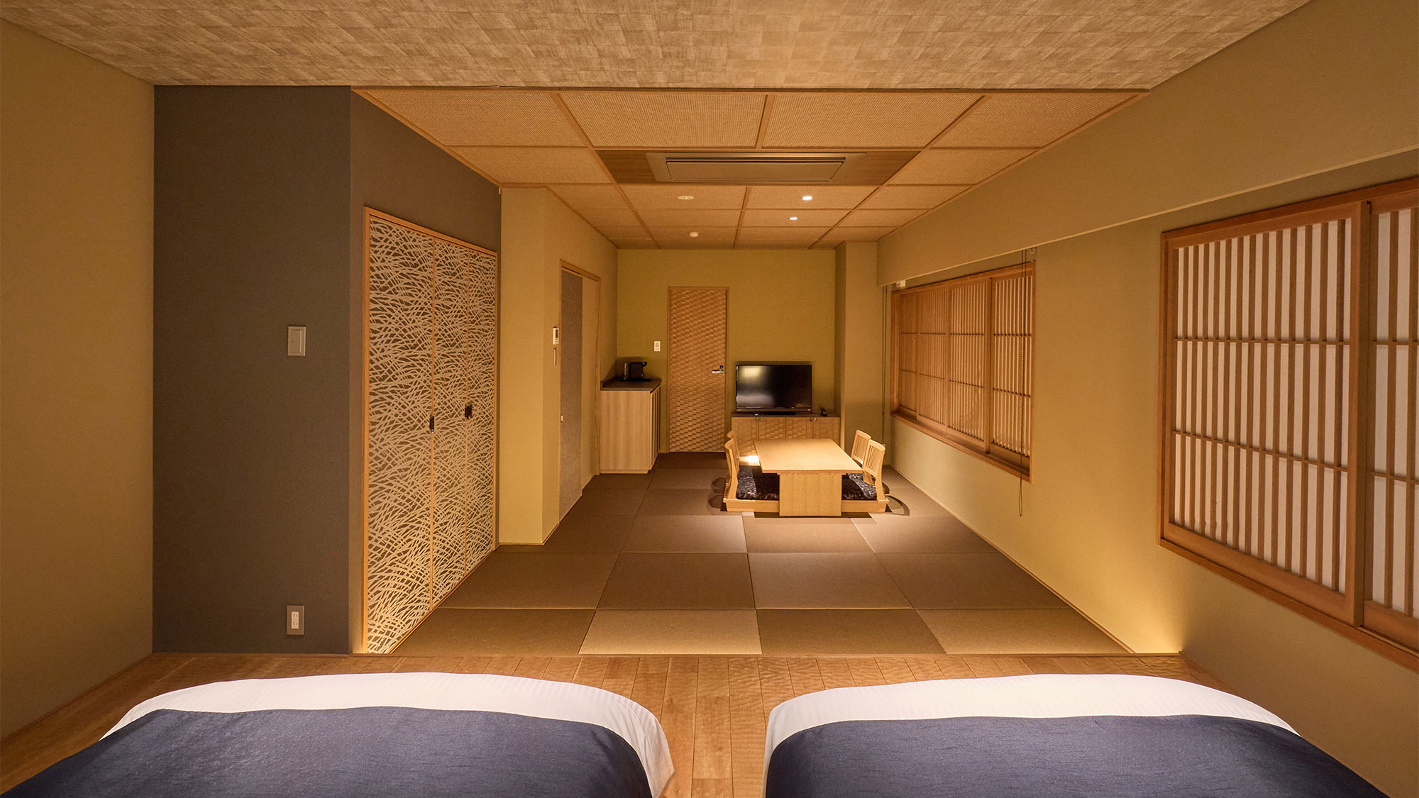 ・【ゆったり広々和洋室】浴室テレビ付き やさしい木や竹の風合いが居心地のよさを演出します