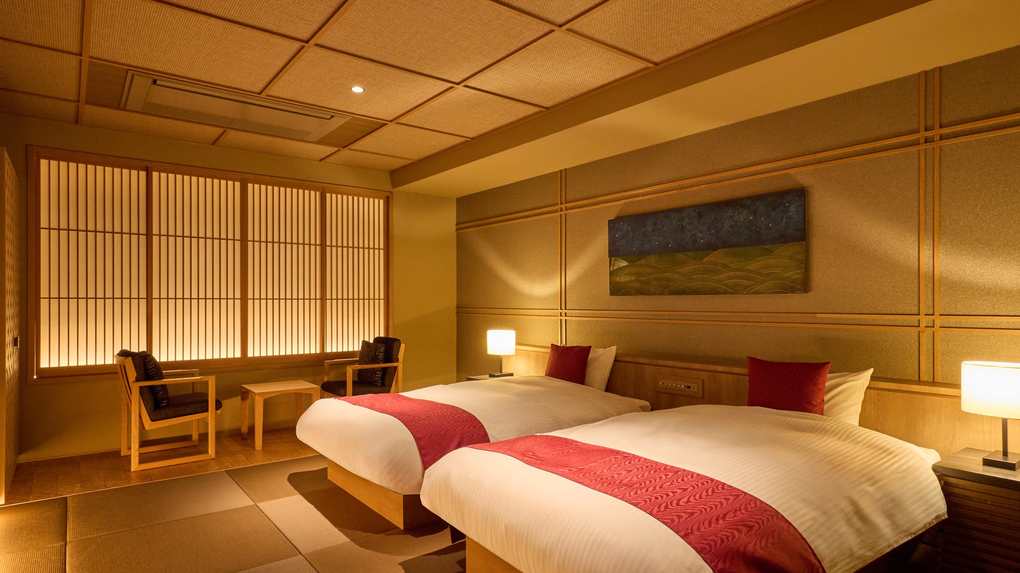 ・【ツインルーム】セミダブルベッド2台ご用意しております