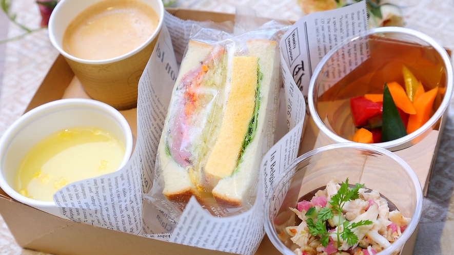 モーニングBOX　サンドイッチ一例（3～4種類のサンドイッチから1つお選びいただけます。）