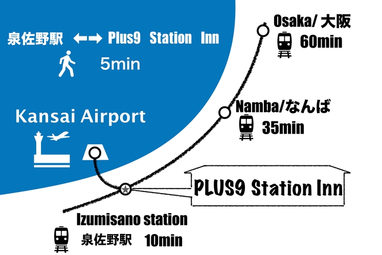 関西空港まで電車で15分！梅田やなんばも便利！